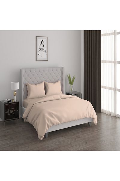 Boutique Blanche 3pcs cotton duvet cover 200*200cm - 300 thread count summer peach