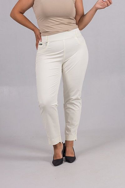 Truva XXL Ecru Linen Lycra Cotton Relaxed Fit Trousers – Great Comfort between Sizes 42-56!