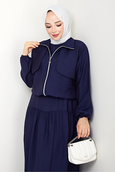 Bestenur Milda Jacket Dress Double Suit 1579 - Navy Blue