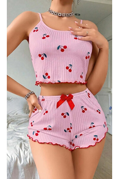 Mores Σετ νυχτικό με σορτς με σχέδιο φράουλα, σετ 2 τεμαχίων
