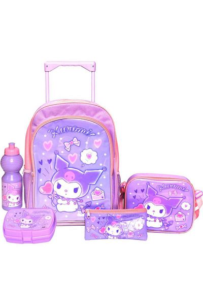 SANRIO Kuromi 5-in-1 Value Set Trolley Bag with Accessory – 16/17 Inch