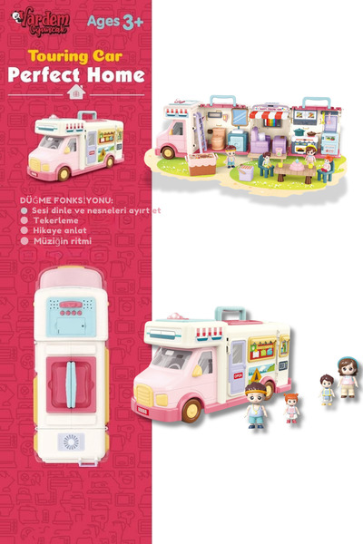 welcomein Sesli ve Müzikli Katlanabilir Aksesuar Karavan Ev Oyun Seti | Hikay...
