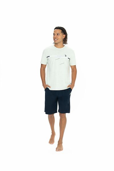 U.S. Polo Assn. U.S. Polo Assn. Men's Plain Crew Neck Summer Pajama Set Mint - Mint - Bcp1.18K88B2Psi-Mint