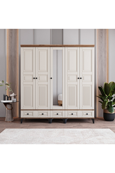 MONZIO Terra 5 Kapaklı Çekmeceli Gardırop %100 MDF