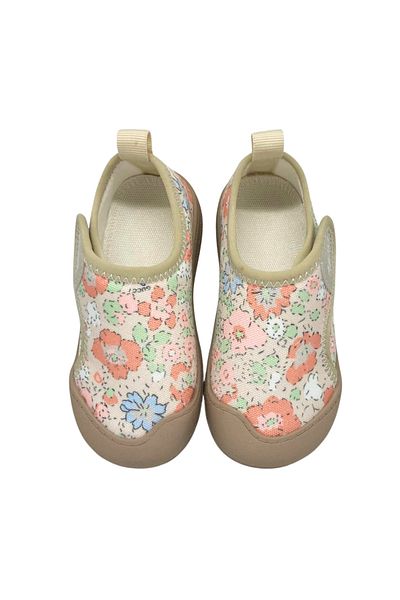 Kidohug Indoor slippers for kindergarten, Flexible sole, Velcro closure, Floral pattern