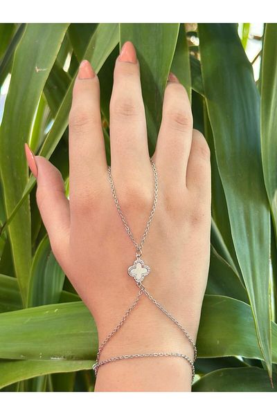 BY YASİN TOPÇU Clover Sparkle Hand Ring Bracelet