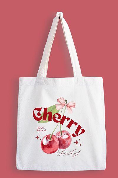 designedfy Cherry Sweet Girl Printed Cloth Bag, Tote Bag