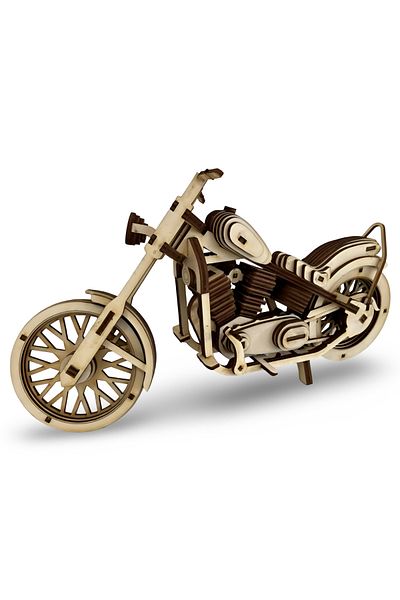 ALGWOOD Wooden Easy Rider Chopper Model – Harley Style Motorcycle Model - 3D Model Kit