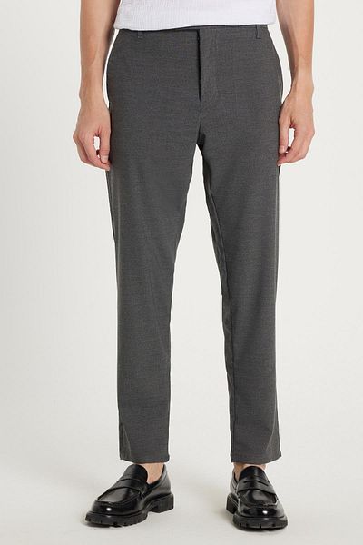 Tudors Men's Slim Fit Slim Fit Stretchy Side Pocket Ankle Length Canvas Cut Dark Gray Trousers