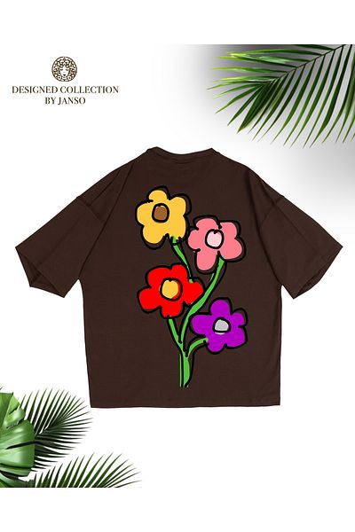 JANSO GROUP -Women's Cotton Printed Roses Short Sleeve Tshirt Oversize Large Size