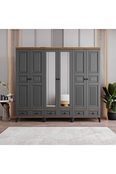 MONZIO Terra 6 Kapaklı Çekmeceli Gardırop %100 MDF