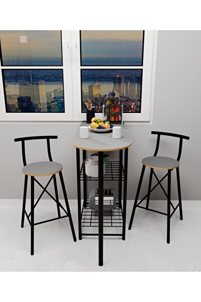 eportatif 2 Kişilik Mutfak Masası Mutfak Bar Masa Sandalye Takımı Katlanır Ba...