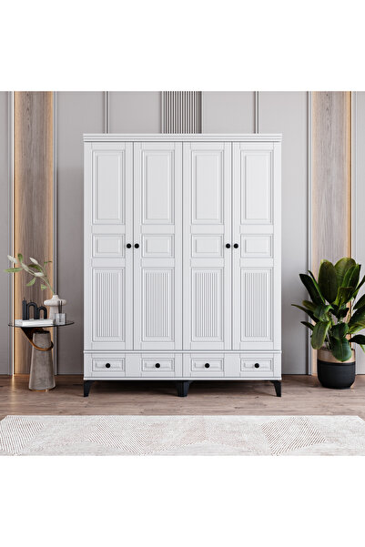 MONZIO Terra 4 Kapaklı Çekmeceli Gardırop %100 MDF