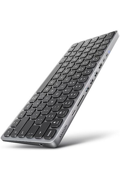 Axagon Tastatura HMC-KB-US, HUB USB, SD/microSD, HDMI, PD, layout US, Negru