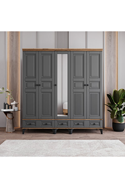 MONZIO Terra 5 Kapaklı Çekmeceli Gardırop %100 MDF