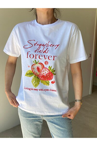 Bade Butik Tricou Ecru Strawberry
