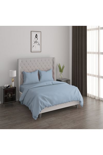 Boutique Blanche 3pcs cotton duvet cover 200*200cm - 300 thread count sky blue