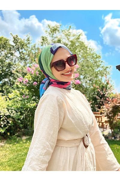 Modakaşmir Palette Pattern Bamboo Scarf - Purple - Green