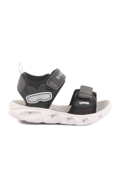 Aspor Black Velcro Lighted Boys Flat Sandals