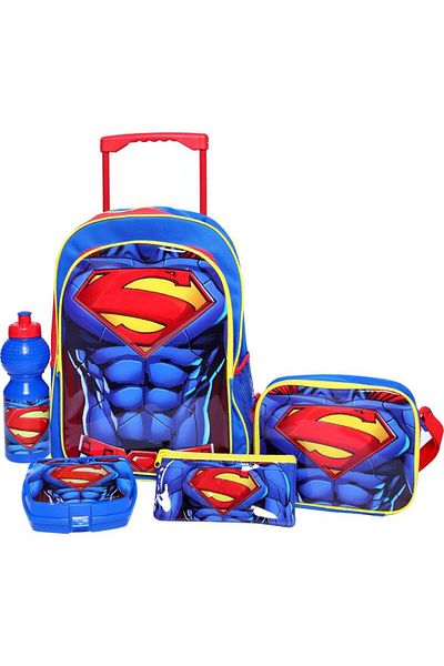 Warner Bros Superman 5-in-1 Value Set Trolley Bag with Accessory – 16/17 Inch