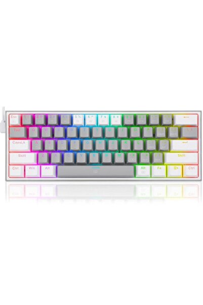 REDRAGON Fizz TKL K617 Gaming Mechanical Keyboard, 60%, RGB Lighting, Red Switches, USB Type-C, Whit