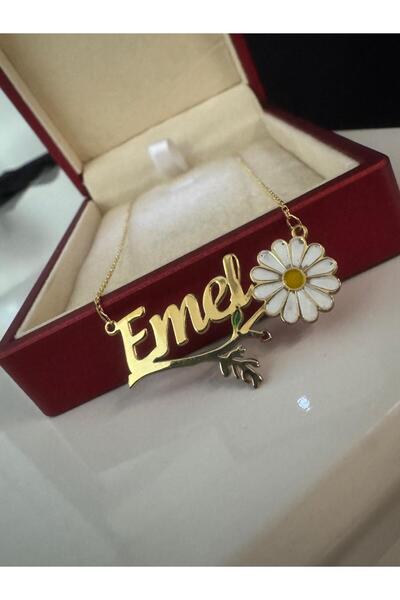 vogutima Kadın Gümüş Kolye - Emel Yazılı Papatya Isim • Işıklı Kutuda • Sevgi...