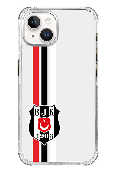 Beşiktaş iPhone 15 Pro Uyumlu Çizgi Arma Şeffaf Lisanslı Telefon Kılıfı