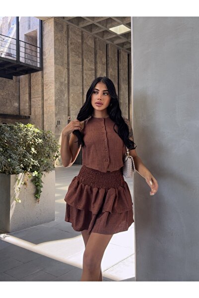 CARLA MARA Layered Skirt and Vest Bottom Top Set