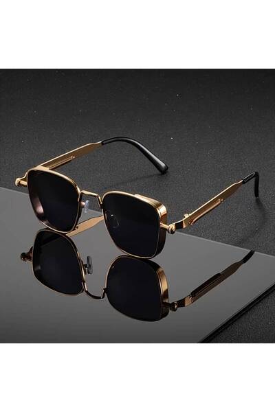 dzmerc Retro Punk & Vintage Steampunk Style Square Metal Frame Sun Glasses / Unisex