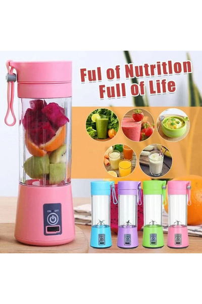 pazariz Taşınabilir El Blenderi Smoothie Milkshake İçecek Şarjlı Margarita Mama Karıştırıcı 380 ml