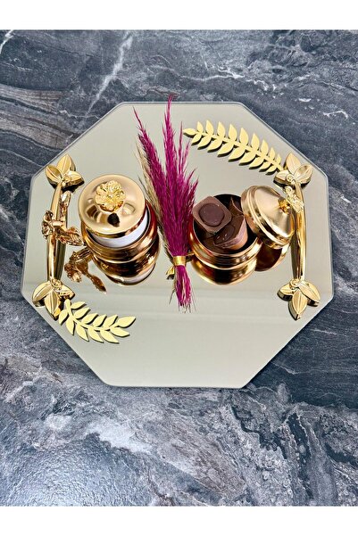 MODERN Gold Nişan Söz Damat KAhve Tepsisi