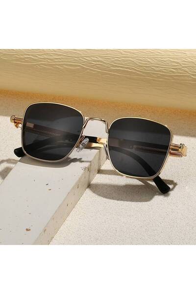 dzmerc Retro Punk & Vintage Steampunk Style Square Metal Frame Sun Glasses / Unisex