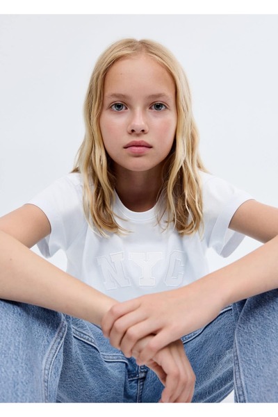 MANGO Kids İşlemeli kısa kollu tişört