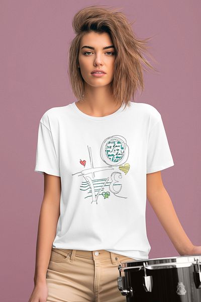 MAGORS Stil-X "I Love You" Printed Cycling Collar 100% Cotton Women's Tshirt, White Color