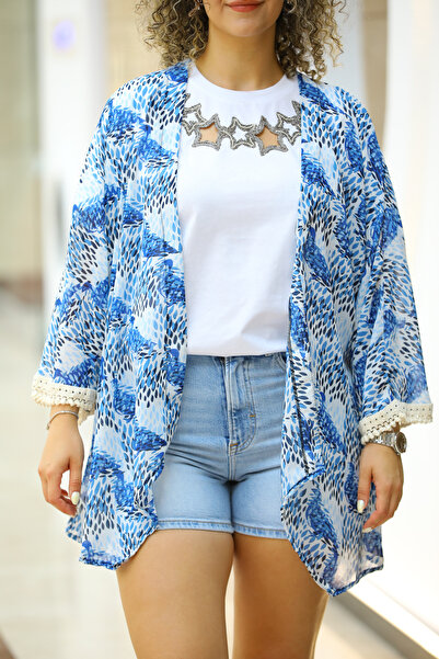 DNN KADIN ŞİFON KOLLARI DANTEL KİMONO