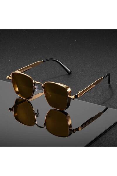 dzmerc Retro Punk & Vintage Steampunk Style Square Metal Frame Sun Glasses / Unisex