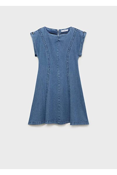MANGO Woman Dikiş detaylı denim elbise
