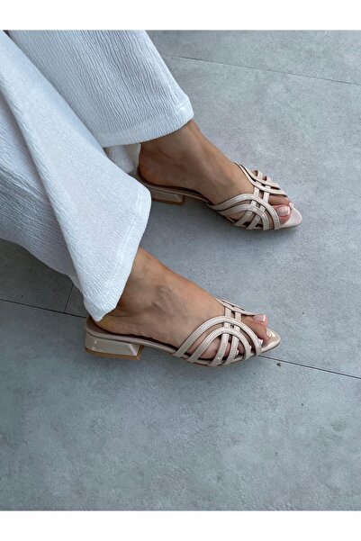Elvinin Tarzı Belly Beige Color Low Heeled Slippers