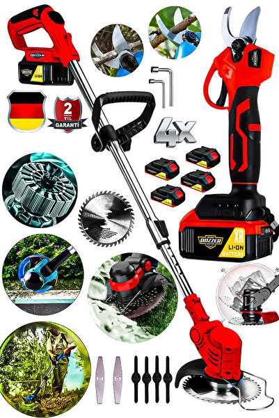 Lieber German BL Motor 4x Akülü Ot Çalı Kenar Tırpanı + 25-32Mm Ağızlı Kademe...