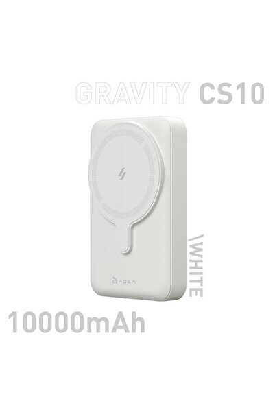 Adam Elements - بنك طاقة مغناطيسي GRAVITY CS10 مع حامل قابل للطي باللون الأبيض