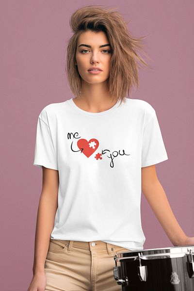 MAGORS Stil-X "I Love You" Printed Cycling Collar 100% Cotton Women's Tshirt, White Color
