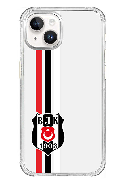 Beşiktaş iPhone 15 Uyumlu Çizgi Arma Şeffaf Lisanslı Telefon Kılıfı