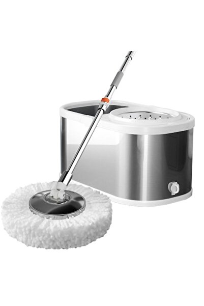 Dreamramp Set mop cu găleată și rotiță din oțel inoxidabil - găleată ovală cu...