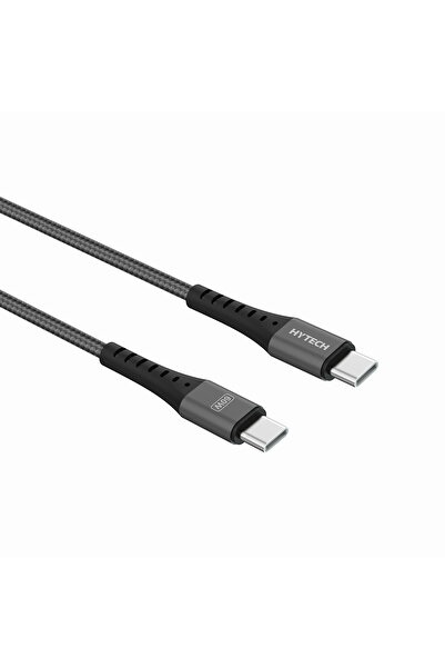 Hytech HY-X706 1m 60W Type-C to Type-C Örgülü Hızlı Koyu Gri Data + Sarj Kablosu