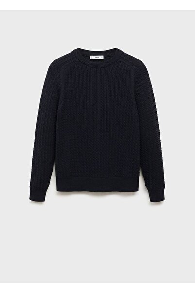 MANGO Man %100 pamuklu örgü desenli kazak