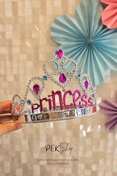 PEKSHOP Luxury Princess Crown with Stones Silver Princess Crown Size Adjustable
