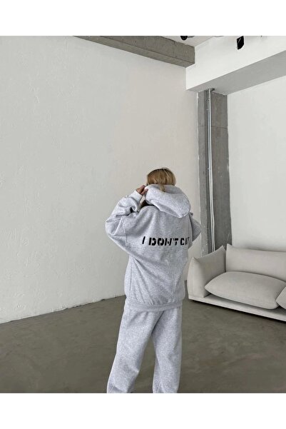 TONASSTORE Embroidered Three Thread Sweat Suit - Gray