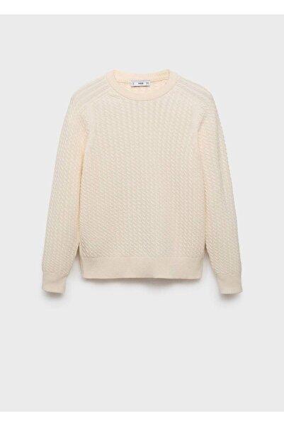 MANGO Man %100 pamuklu örgü desenli kazak