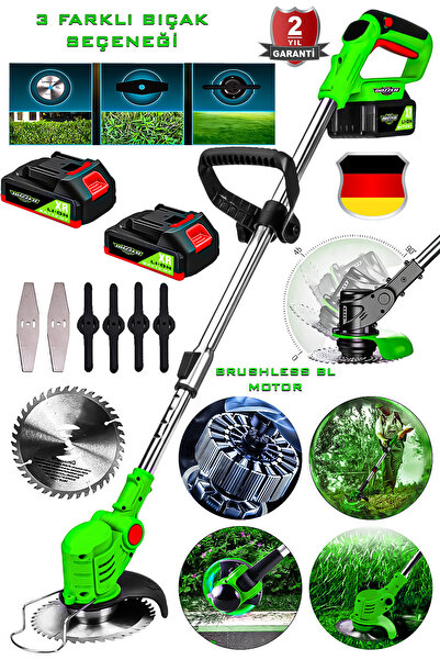 DOZZER BL Kömürsüz Motor 21 Volt 2x Akü Ot Çalı Kenar Biçme Tırpan Makinesi