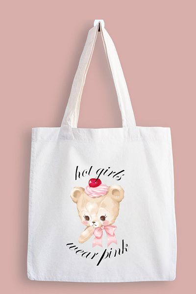 designedfy Hot Girls Wear Pink Printed Cloth Bag, Tote Bag